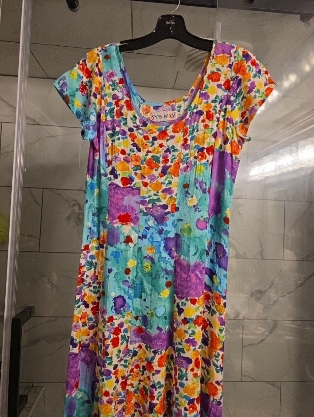 Vintage 90's Jams World Maxi Long Brite Patchwork Floral Cruise Trip Dress Sz S